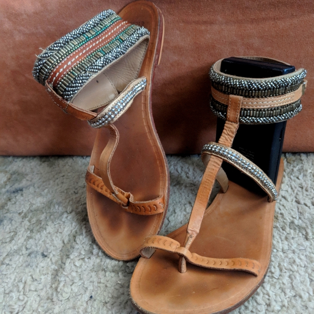 Jasper and Jeera beaded leather sandals